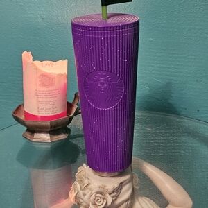 Starbucks Purple Ribbed Tumbler with Embossed Logo